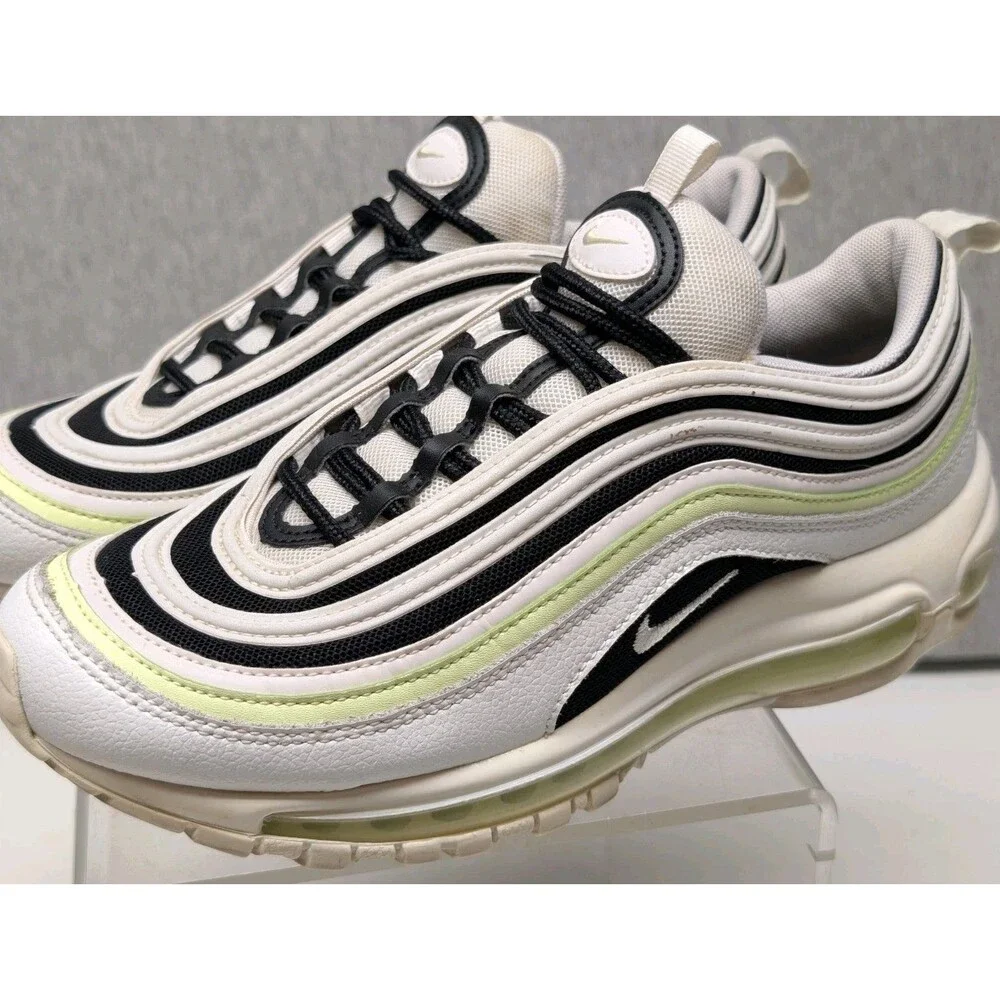 EUC Nike Air Max 97 Running Shoes Athletic Casual Gym Sz 8 White-Black-Volt